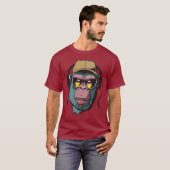 gorilla met zonnebril, hoofdtelefoon t-shirt (Voorkant volledig)