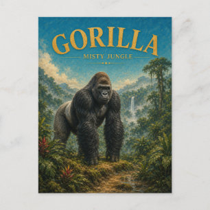 Gorilla Misty Jungle Aquarel GeoSaga Briefkaart