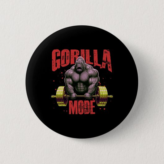 Gorilla Mode Gewichtheffen Gym Bodybuilding Workou Ronde Button 5,7 Cm (Voorkant)