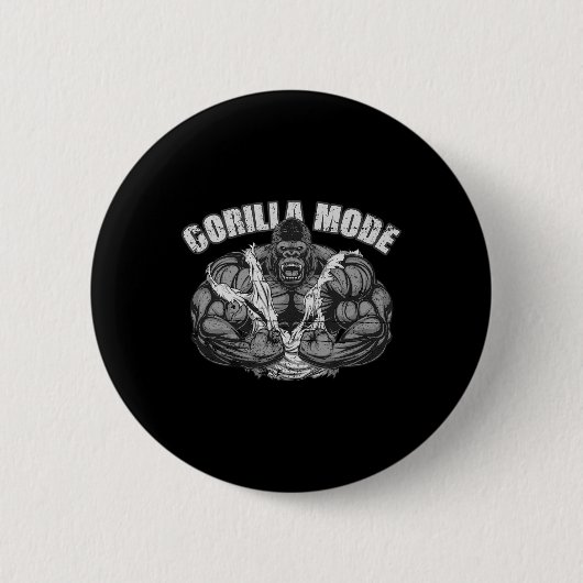 Gorilla Mode Gym Ape Fitness Coach Swole Monkey Ronde Button 5,7 Cm (Voorkant)
