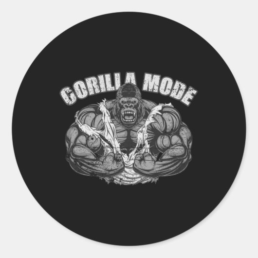 Gorilla Mode Gym Ape Fitness Coach Swole Monkey  Ronde Sticker (Voorkant)