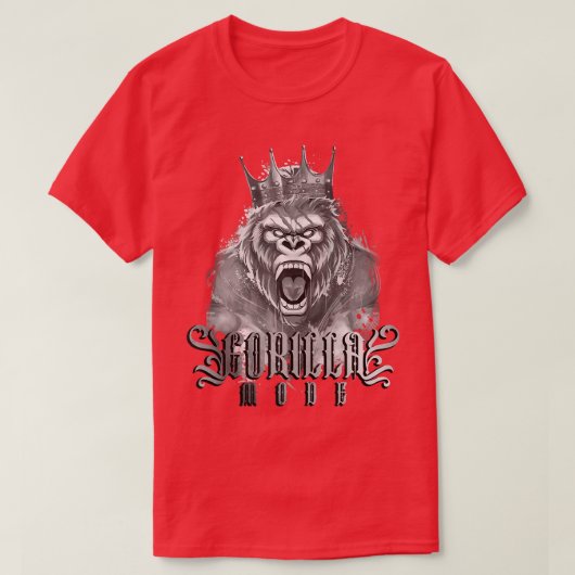 Gorilla Mode Gym Motivation Bodybuilding King Beas T-shirt (Design voorkant)