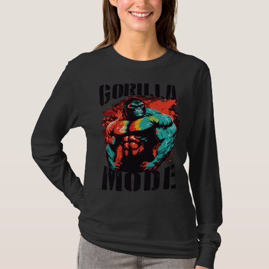 Gorilla Mode Gym Workout Beast Muscles Motivation  T-shirt (Voorkant)
