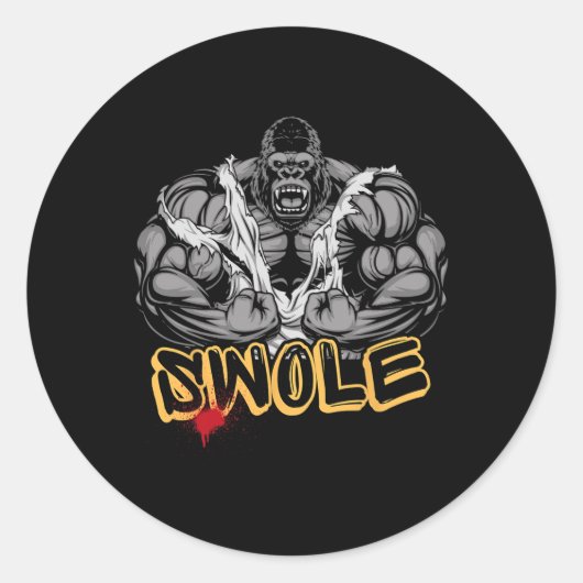 Gorilla Mode Sterke Krachttraining Workout Spier Z Ronde Sticker (Voorkant)