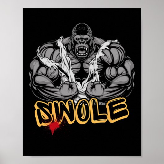 Gorilla Mode Strong Bodybuilding Workout Muscle Sw Poster (Voorkant)