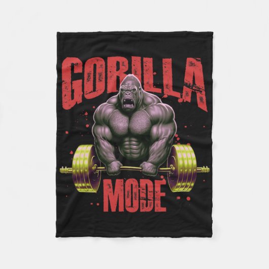 Gorilla Mode Weightlifting Gym Bodybuilding Workou Fleece Deken (Voorkant)