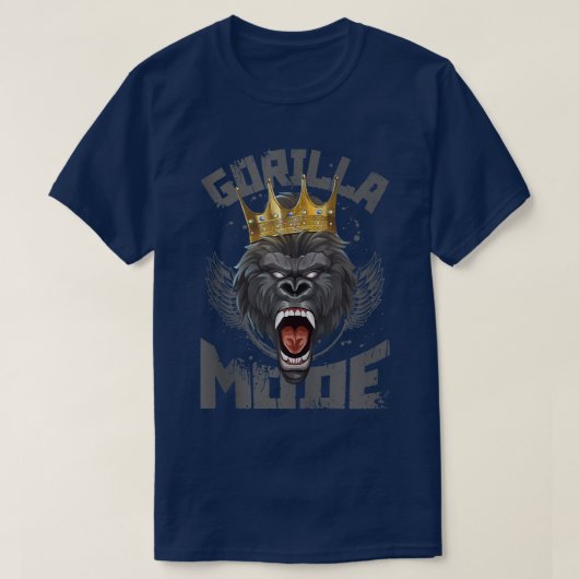 Gorilla Mode Workout Crown Fitness Gym Motivation T-shirt (Design voorkant)