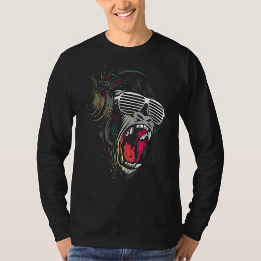 Gorilla Monkey Ape Hoofdtelefoon T-shirt (Voorkant)