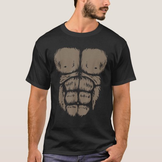 Gorilla Monkey Belly Borst Kostuum DIY Halloween M T-shirt (Voorkant)