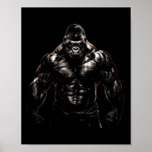 Gorilla Monkey Gym Draag Bodybuilding Workout Moti Poster