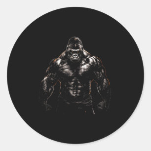 Gorilla Monkey Gym Draag Bodybuilding Workout Moti Ronde Sticker
