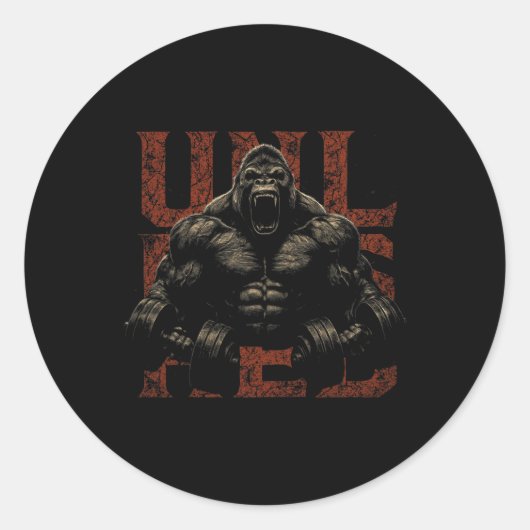 Gorilla Monkey Gym Wear Bodybuilding Workout Motiv Ronde Sticker (Voorkant)