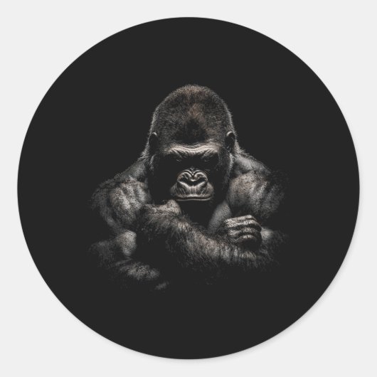 Gorilla Monkey Gym Wear Bodybuilding Workout Motiv Ronde Sticker (Voorkant)