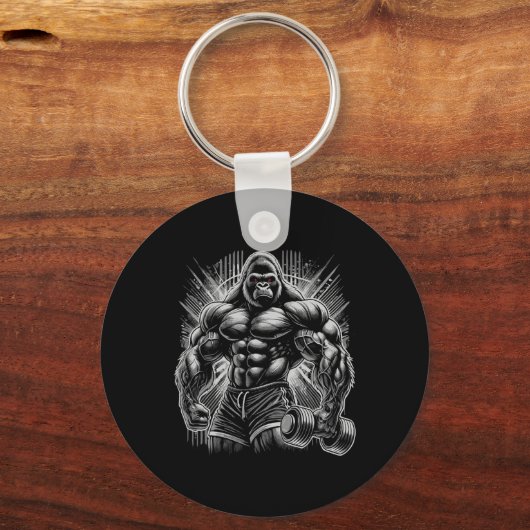 Gorilla Monkey Gym Wear Bodybuilding Workout Motiv Sleutelhanger (Voorkant)