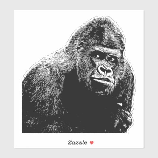 Gorilla Monkey Illustration Oerwoud safari animals Sticker (Vel)