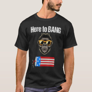 Gorilla Monkey Us Vlag op 4 juli ik ben hier net . T-shirt