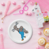 Gorilla monteur met sleutel papieren bordje (Feest)