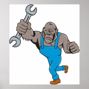 Gorilla monteur met sleutel poster