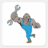 Gorilla monteur met sleutel vierkante sticker (Voorkant)