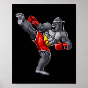 Gorilla Muay Thai Boksen Karate Kickboksen Martial Poster