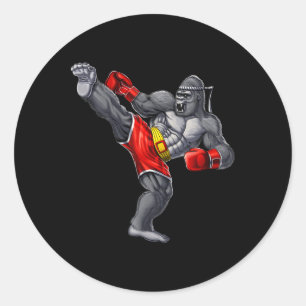 Gorilla Muay Thai Boksen Karate Kickboksen Martial Ronde Sticker