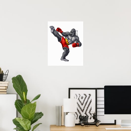 Gorilla Muay Thai Fighter Poster (Thuiskantoor)