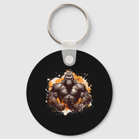 Gorilla Muscles Fitness Bodybuilding Gym Workout B Sleutelhanger (Voorkant)