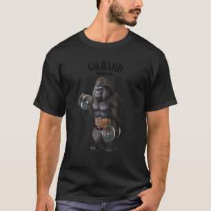 Gorilla Musculaire training met Dumbbell in Fitnes T-shirt