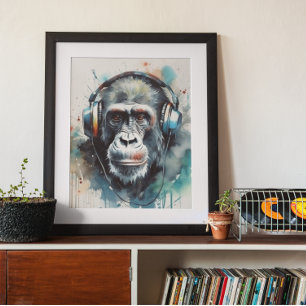 Gorilla Music Factory Hoofdtelefoon Poster
