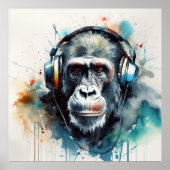  Gorilla Music Factory-hoofdtelefoonposter Poster (Voorkant)