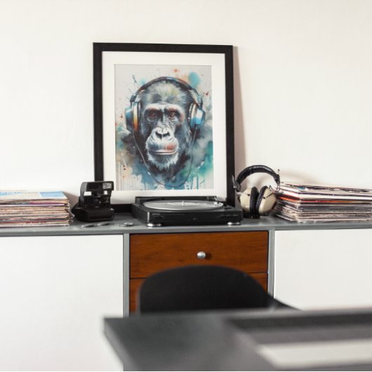  Gorilla Music Factory-hoofdtelefoonposter Poster