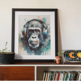  Gorilla Music Factory Koptelefoon Poster