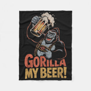 Gorilla My Beer Funny Ape Stein Party Animal Fleece Deken