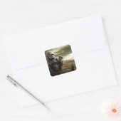 Gorilla neemt de tablet in vierkante sticker (Envelop)
