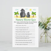 Gorilla Nursery Rhyme Quiz baby shower game (Staand voorkant)