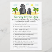 Gorilla Nursery Rhyme Quiz baby shower game (Voorkant)