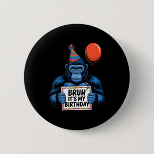 Gorilla Oerwoud thema verjaardagsfeestje Bruh zijn Ronde Button 5,7 Cm
