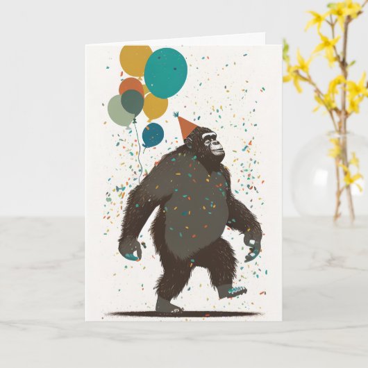 Gorilla Party Wenskaart Kaart (Gele Bloem)