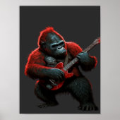Gorilla Playing A Guitar T-Shirt Lumbar Cushion Poster (Voorkant)