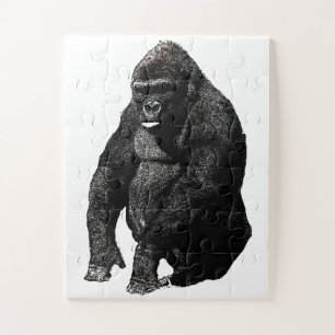 Gorilla Pop Art Black en White Legpuzzel