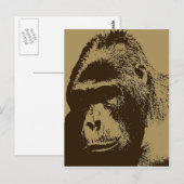 Gorilla Pop Art Briefkaart (Voorkant / Achterkant)