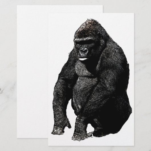 Gorilla Pop Art Briefpapier (Voorkant / Achterkant)