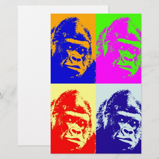Gorilla Pop Art Briefpapier (Voorkant / Achterkant)