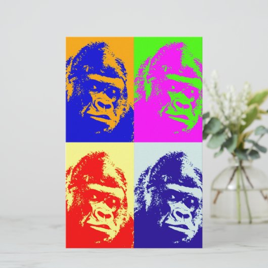 Gorilla Pop Art Briefpapier (Staand voorkant)
