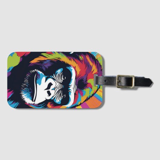 Gorilla Pop Art Cartoon Tekening Bagagelabel (Voorkant (horizontaal))