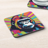 Gorilla Pop Art Cartoon Tekening Bier Onderzetter (Linkerzijde)