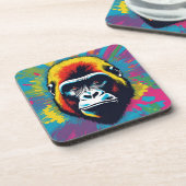 Gorilla Pop Art Cartoon Tekening Bier Onderzetter (Linkerzijde)