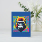 Gorilla Pop Art Cartoon Tekening Briefkaart (Staand voorkant)