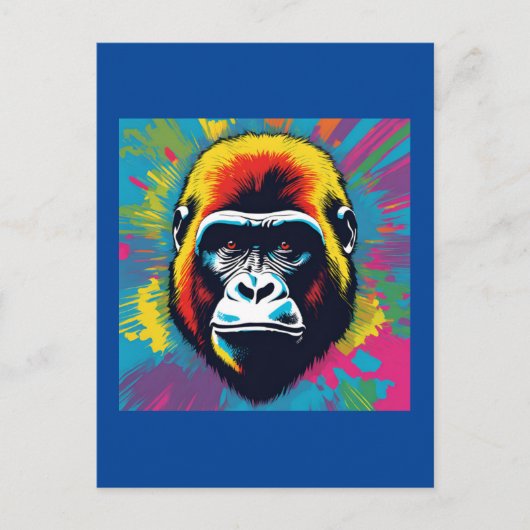 Gorilla Pop Art Cartoon Tekening Briefkaart (Voorkant)