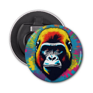 Gorilla Pop Art Cartoon Tekening Button Flesopener